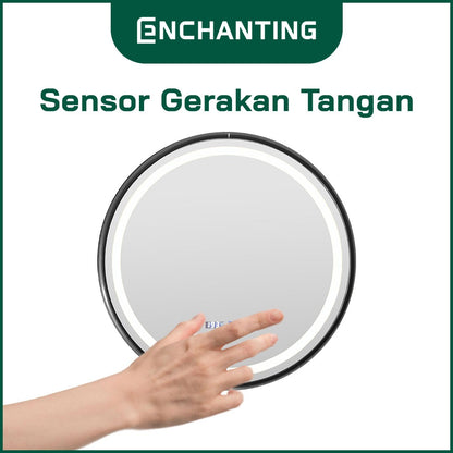 ENCHANTING Cermin/Mirror Bulat LED Digital Black Golden Gun Grey Sensor Kaca Wastafel Europe Enchanting L19