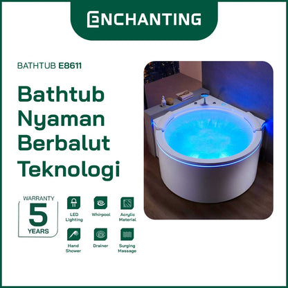 ENCHANTING&nbsp;Bathtub&nbsp;Kamar&nbsp;Mandi&nbsp;Acrylic&nbsp;Material&nbsp;Whirpool&nbsp;LED&nbsp;Lighting&nbsp;E8611