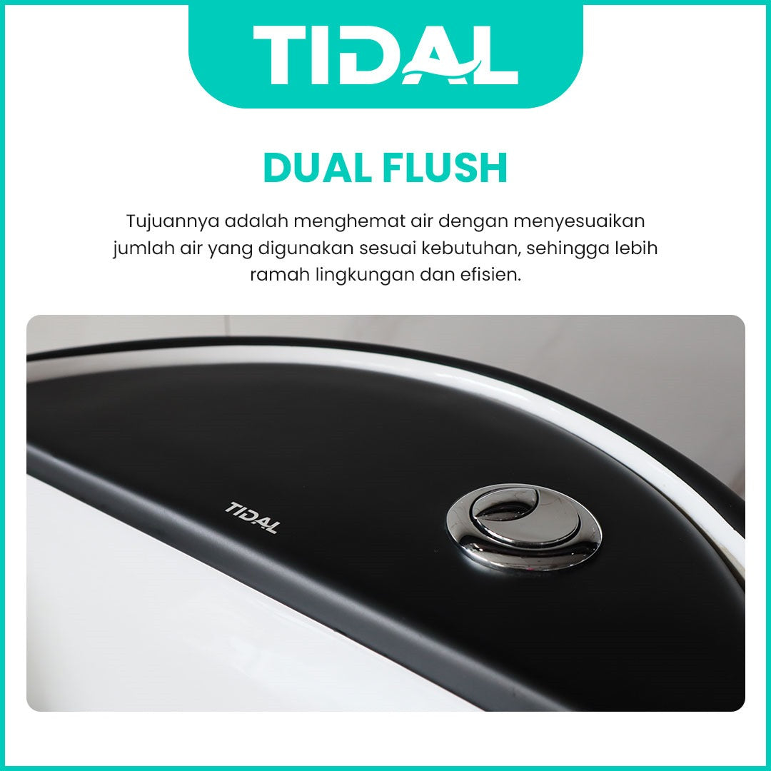 TIDAL Kloset Duduk Minimalis Bahan Keramik  Soft Closed cover Siphonic One Piece Rough in 30 cm TD161