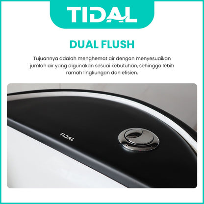 TIDAL Kloset Duduk Minimalis Bahan Keramik  Soft Closed cover Siphonic One Piece Rough in 30 cm TD161