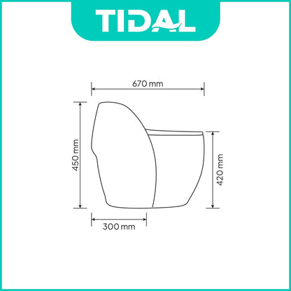 TIDAL Kloset Duduk Minimalis Bahan Keramik  Soft Closed cover Siphonic One Piece Rough in 30 cm TD161