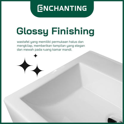 ENCHANTING Wastafel Cuci Tangan Kamar Mandi Minimalis Keramik Glossy Europe Enchanting E1315
