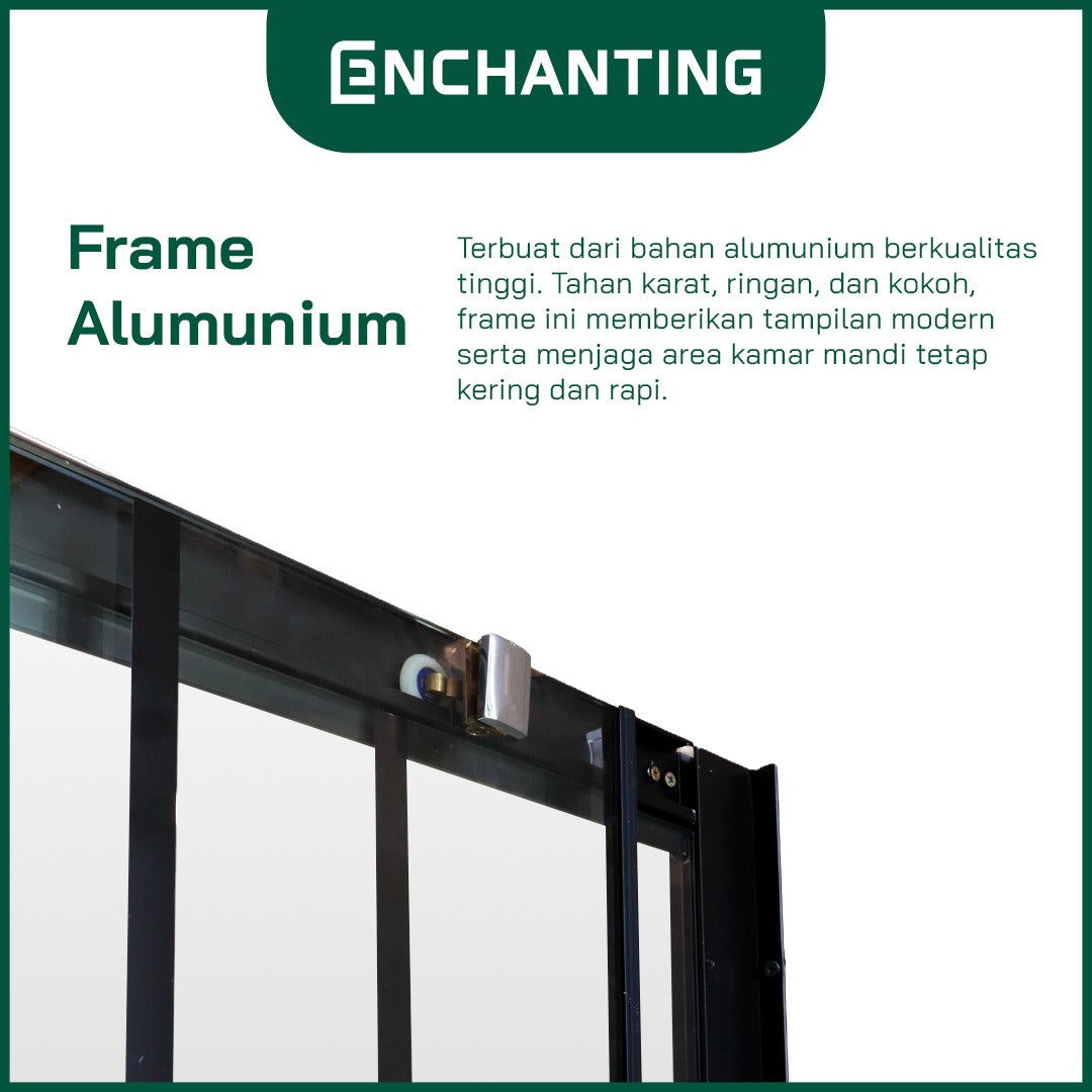 ENCHANTING Shower Box Kaca Tempered Glass Minimalis Kuat &amp; Aman Kamar Mandi Europe Enchanting E5103SQ