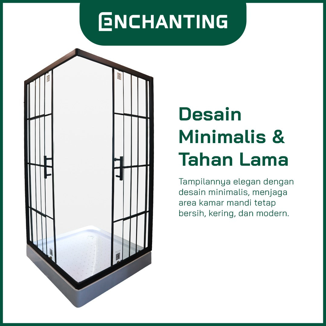 ENCHANTING Shower Box Kaca Tempered Glass Minimalis Kuat &amp; Aman Kamar Mandi Europe Enchanting E5103SQ