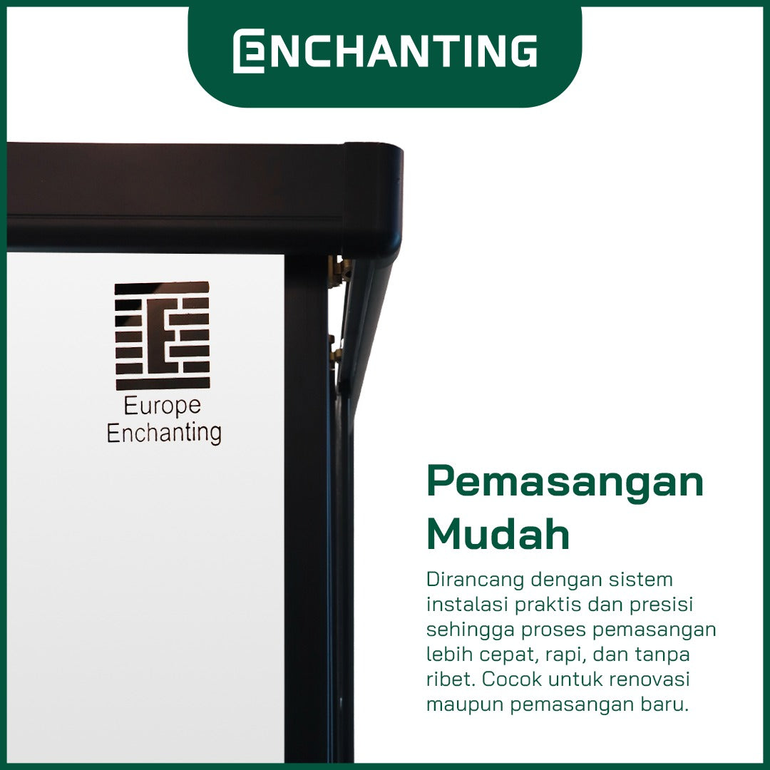 ENCHANTING Shower Box Kaca Tempered Glass Minimalis Kuat &amp; Aman Kamar Mandi Europe Enchanting E5103SQ