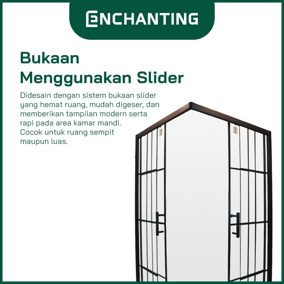 ENCHANTING Shower Box Kaca Tempered Glass Minimalis Kuat &amp; Aman Kamar Mandi Europe Enchanting E5103SQ