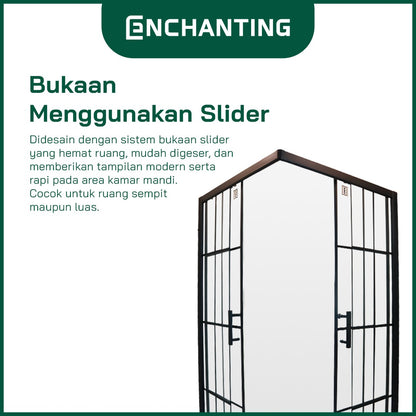 ENCHANTING Shower Box Kaca Tempered Glass Minimalis Kuat &amp; Aman Kamar Mandi Europe Enchanting E5103SQ