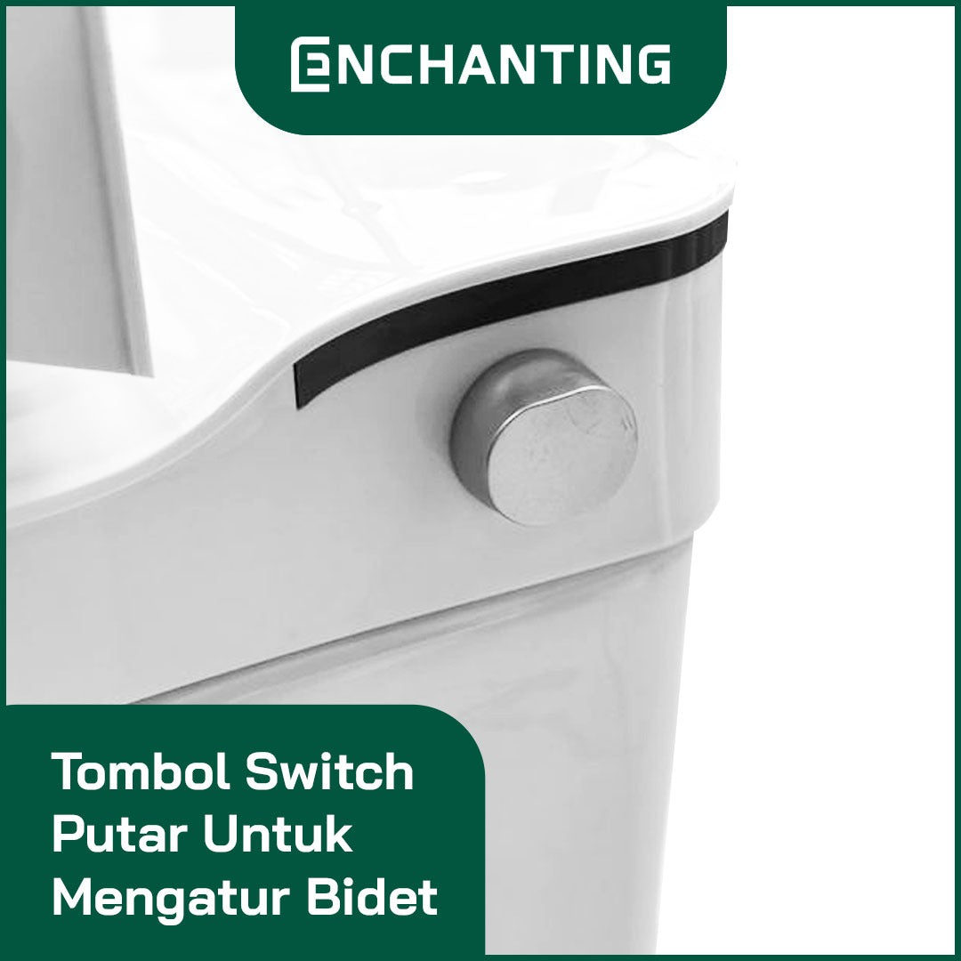 ENCHANTING Smart Toilet/Kloset Tanpa Listrik Duduk Pintar Soft Close Cover Jarak AS 30 cm Automatic White Bergaransi E020