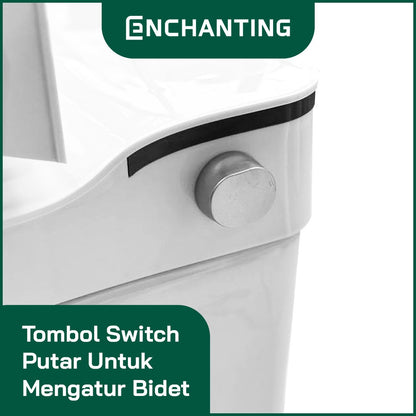 ENCHANTING Smart Toilet/Kloset Tanpa Listrik Duduk Pintar Soft Close Cover Jarak AS 30 cm Automatic White Bergaransi E020