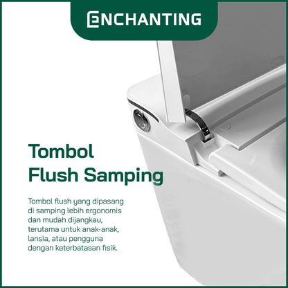 ENCHANTING Smart Toilet/Kloset Tanpa Listrik Duduk Pintar Soft Close Cover Jarak AS 30 cm Automatic White Bergaransi E020
