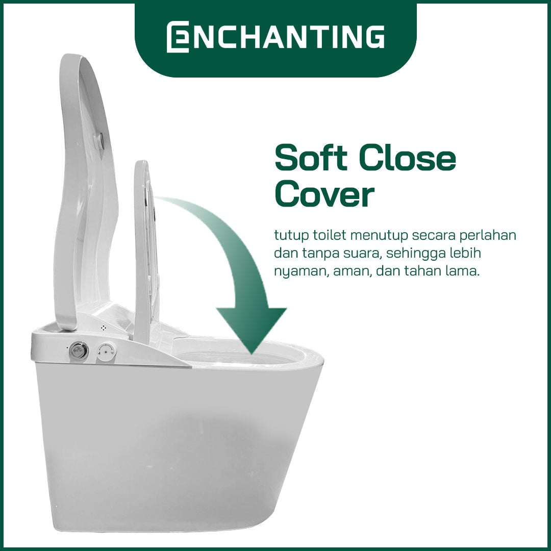 ENCHANTING Smart Toilet/Kloset Tanpa Listrik Duduk Pintar Automatic White Bergaransi E019