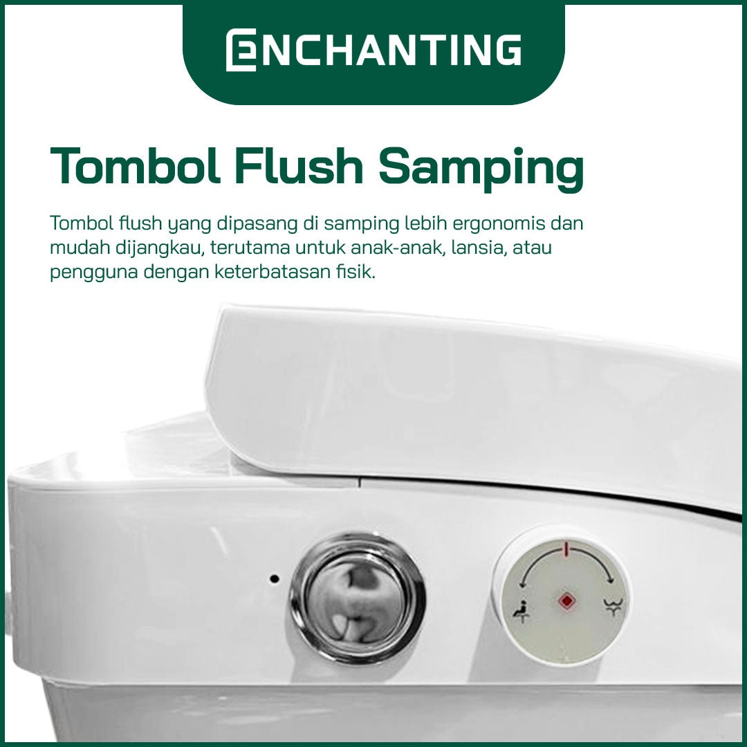 ENCHANTING Smart Toilet/Kloset Tanpa Listrik Duduk Pintar Automatic White Bergaransi E019