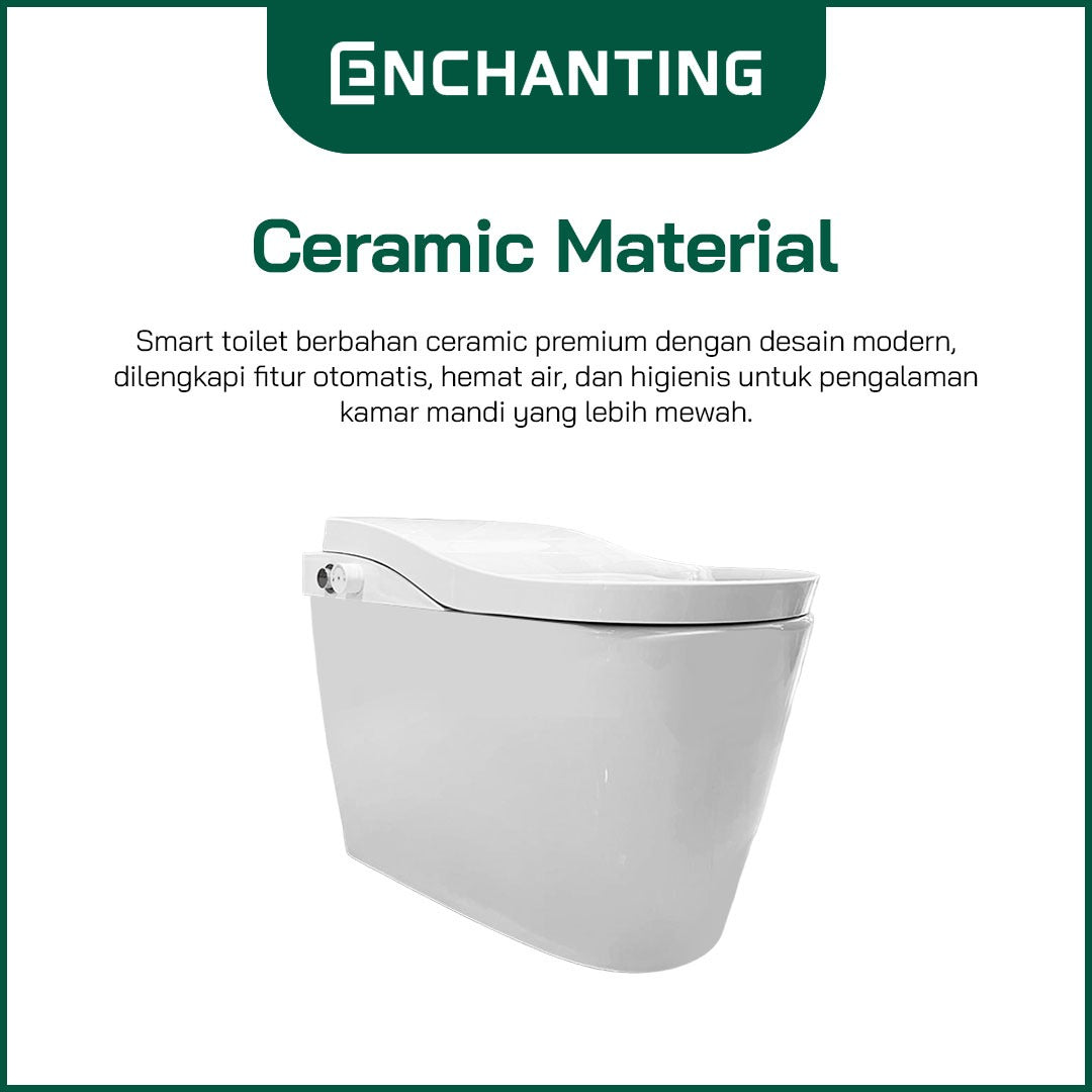 ENCHANTING Smart Toilet/Kloset Tanpa Listrik Duduk Pintar Automatic White Bergaransi E019