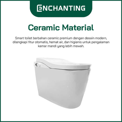 ENCHANTING Smart Toilet/Kloset Tanpa Listrik Duduk Pintar Automatic White Bergaransi E019