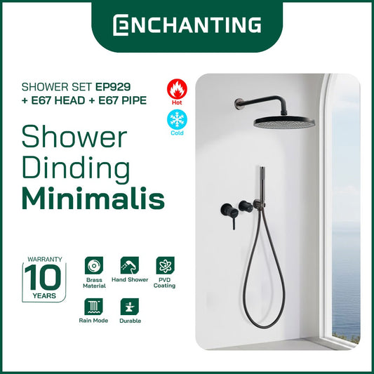 ENCHANTING Shower Set Tanam Dinding Minimalis Kran Air Panas Dingin Kamar Mandi Europe Enchanting EP929+E67 PIPE+E67 HEAD