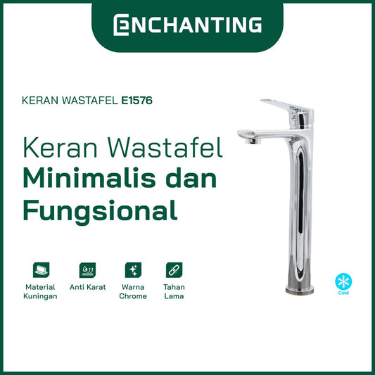 ENCHANTING Keran Air Wastafel Tanam Dingin Kuningan Kran Air Tinggi E1576