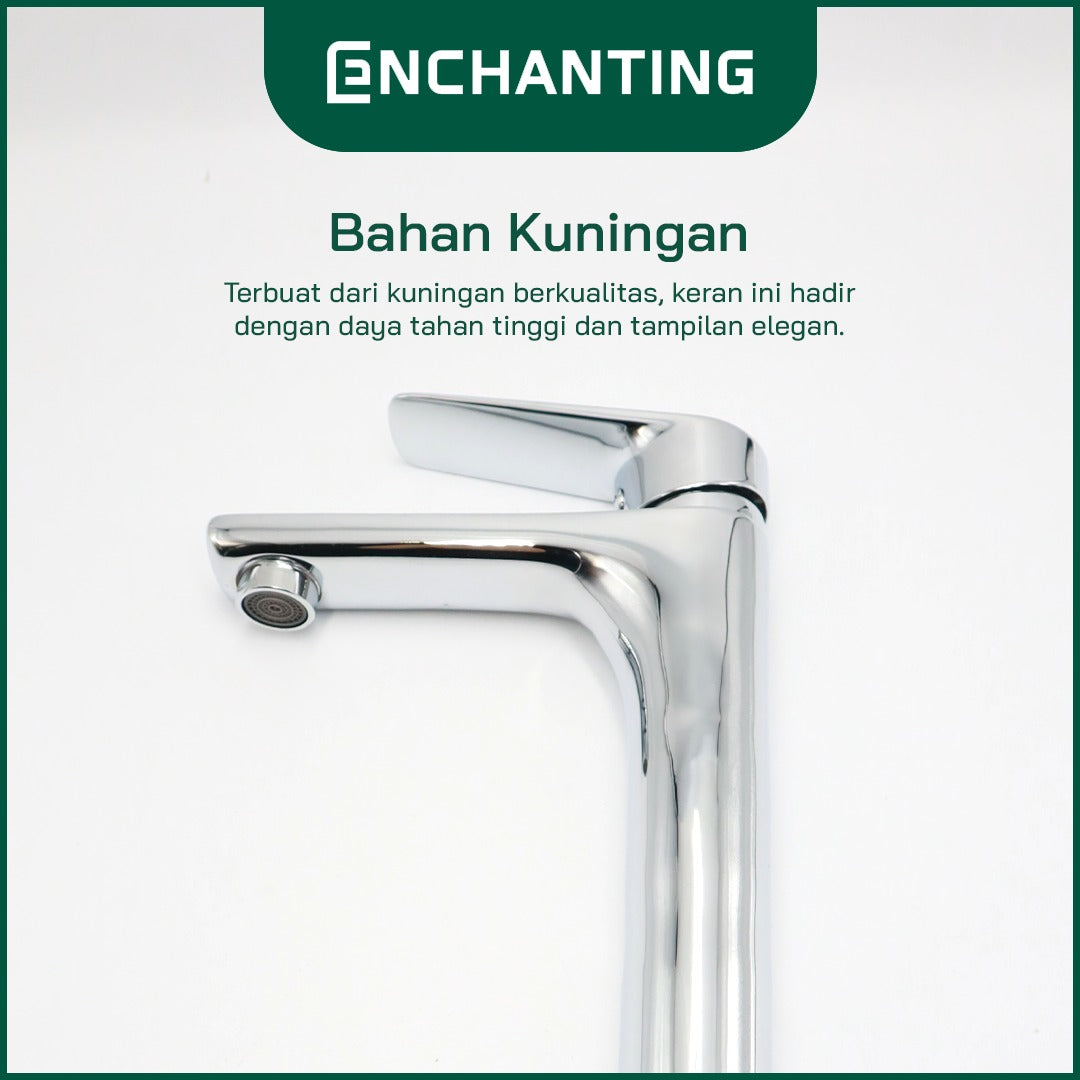 ENCHANTING Keran Air Wastafel Tanam Dingin Kuningan Kran Air Tinggi E1576