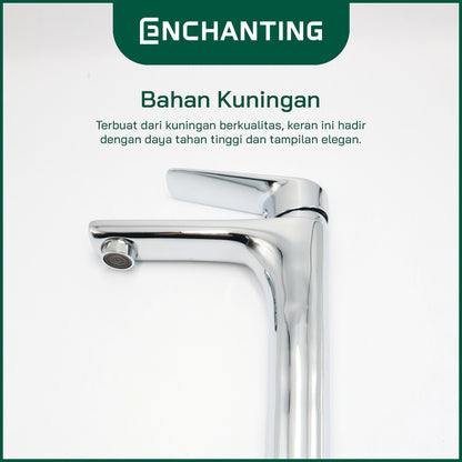 ENCHANTING Keran Air Wastafel Tanam Dingin Kuningan Kran Air Tinggi E1576