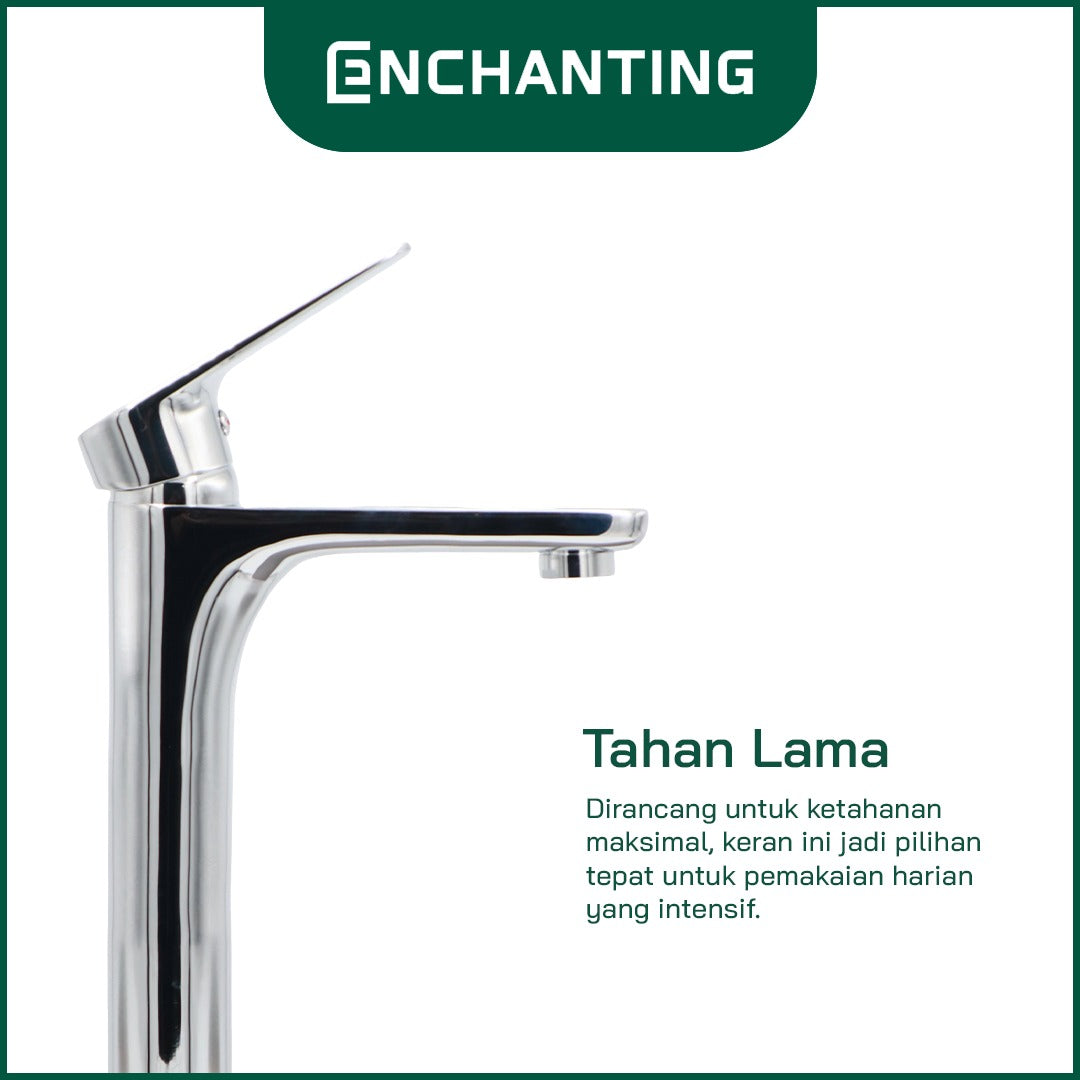 ENCHANTING Keran Air Wastafel Tanam Dingin Kuningan Kran Air Tinggi E1576