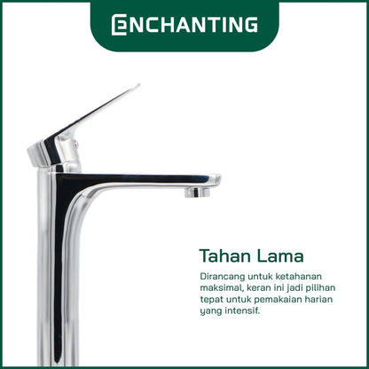ENCHANTING Keran Air Wastafel Tanam Dingin Kuningan Kran Air Tinggi E1576