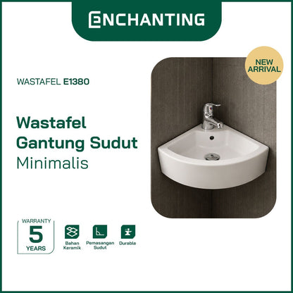 Wastafel Gantung Sudut Cuci Tangan Minimalis Keramik Europe Enchanting E1380