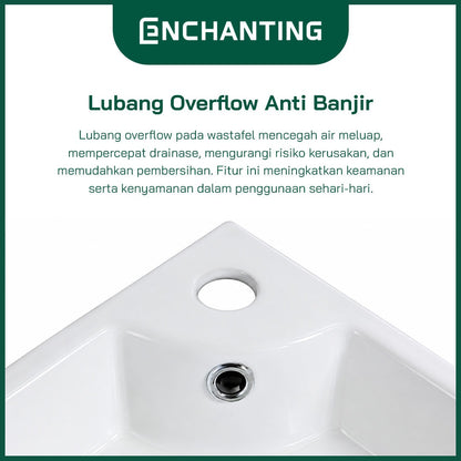 Wastafel Gantung Sudut Cuci Tangan Minimalis Keramik Europe Enchanting E1380