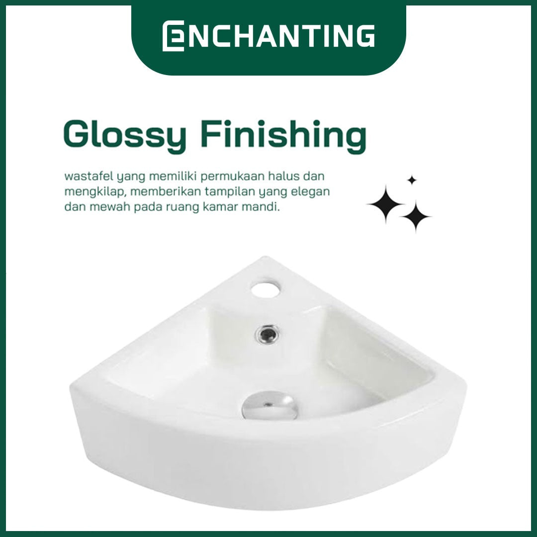 Wastafel Gantung Sudut Cuci Tangan Minimalis Keramik Europe Enchanting E1380