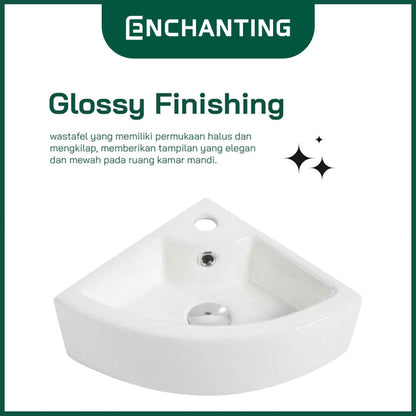 Wastafel Gantung Sudut Cuci Tangan Minimalis Keramik Europe Enchanting E1380