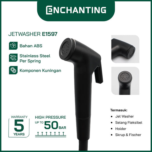 ENCHANTING Jet Washer Shower Jet Spray Toilet ABS Berkualitas Black | Bidet Portable Semprotan air WC Kamar Mandi Tahan Lama Hitam EUROPE ENCHANTING E1597