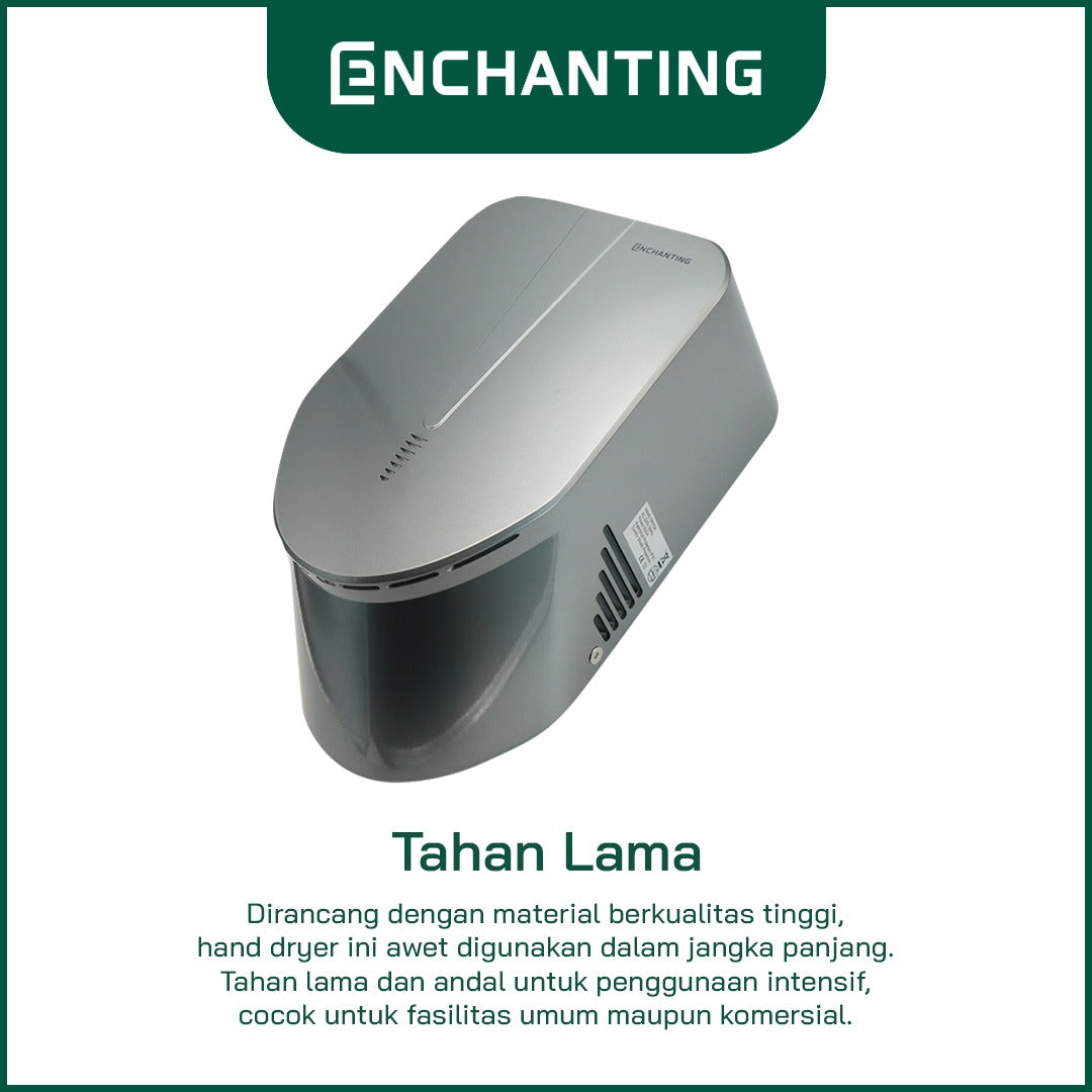 ENCHANTING Automatic Hand Dryer Pengering Tangan Kamar Mandi Sensor otomatis Material ABS Grey Abu-Abu instalasi wall mount - tanam dinding Modern Elegan Europe Enchanting E934