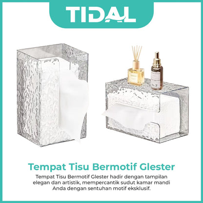 TIDAL Toilet Paper Holder Tempat Tissue Bermotif Glester Material ABS Kualitas Tinggi Menggunakan Perekat Lem Kuat TIDAL TD159