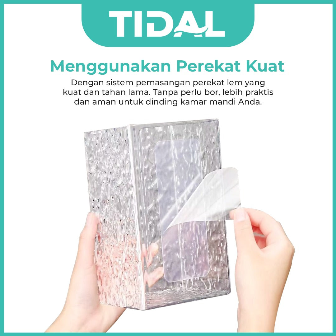 TIDAL Toilet Paper Holder Tempat Tissue Bermotif Glester Material ABS Kualitas Tinggi Menggunakan Perekat Lem Kuat TIDAL TD159