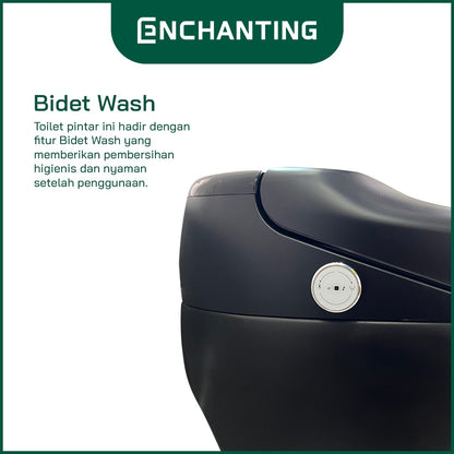 ENCHANTING Smart Toilet Black White Sensor Kaki Untuk Buka Tutup Cover Otomatis Material Keramik Europe Enchanting E009 Black White