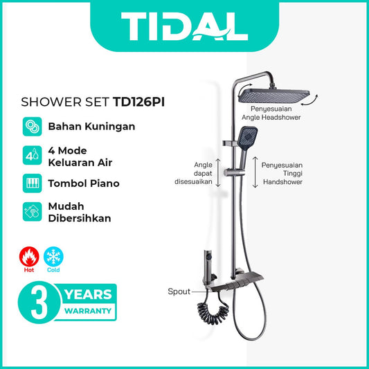 Paket Shower Tiang Set Mandi Lengkap Tidal TD126 & TD126PI  Modern Minimalis