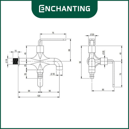 ENCHANTING Kran Cabang Shower Europe Enchanting Air Dingin Bahan Kuningan E1511N & E1511S
