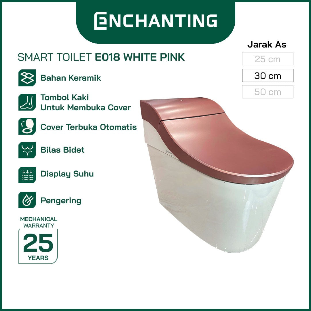 ENCHANTING Smart Toilet/Kloset Duduk Pintar Automatic White grey Metal White Pink White Gold Bergaransi E018