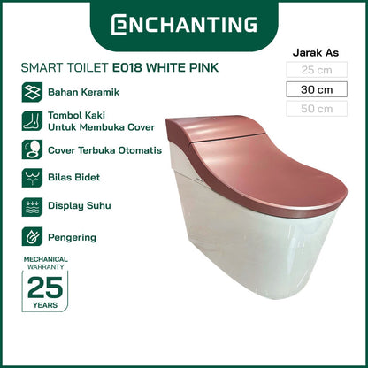 ENCHANTING Smart Toilet/Kloset Duduk Pintar Automatic White grey Metal White Pink White Gold Bergaransi E018
