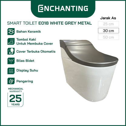 ENCHANTING Smart Toilet/Kloset Duduk Pintar Automatic White grey Metal White Pink White Gold Bergaransi E018