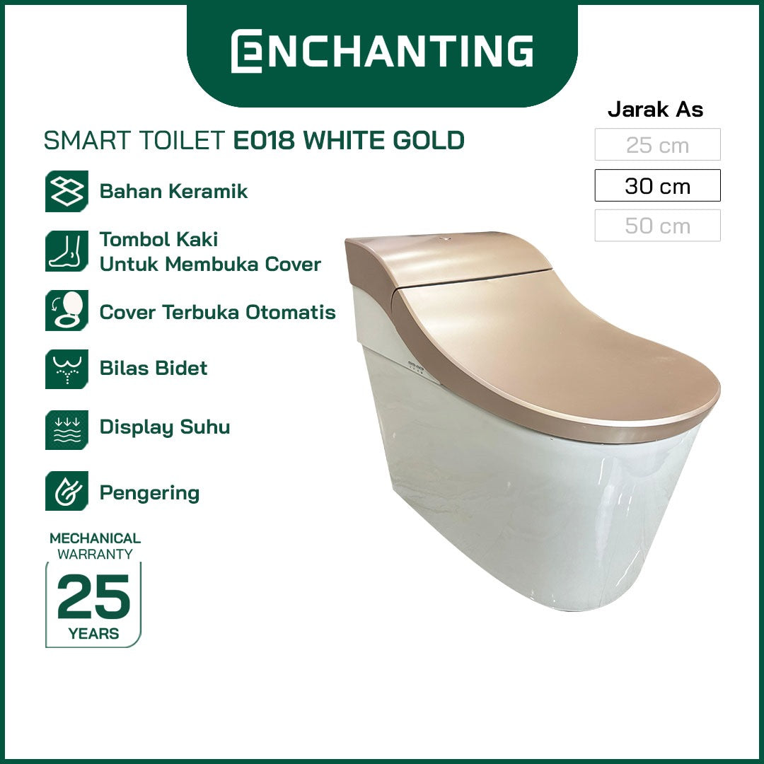 ENCHANTING Smart Toilet/Kloset Duduk Pintar Automatic White grey Metal White Pink White Gold Bergaransi E018