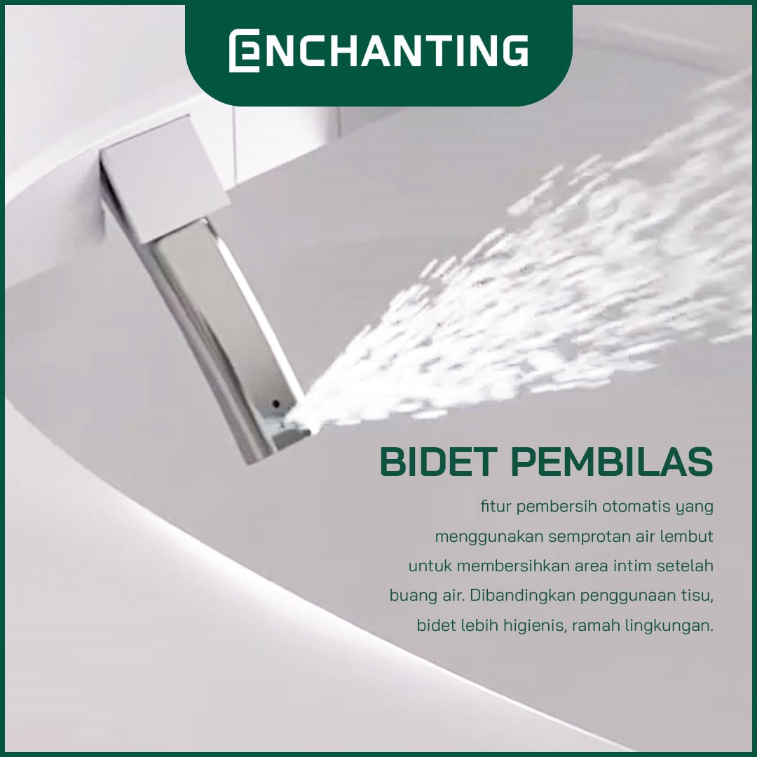 ENCHANTING Smart Toilet/Kloset Duduk Pintar Automatic White grey Metal White Pink White Gold Bergaransi E018