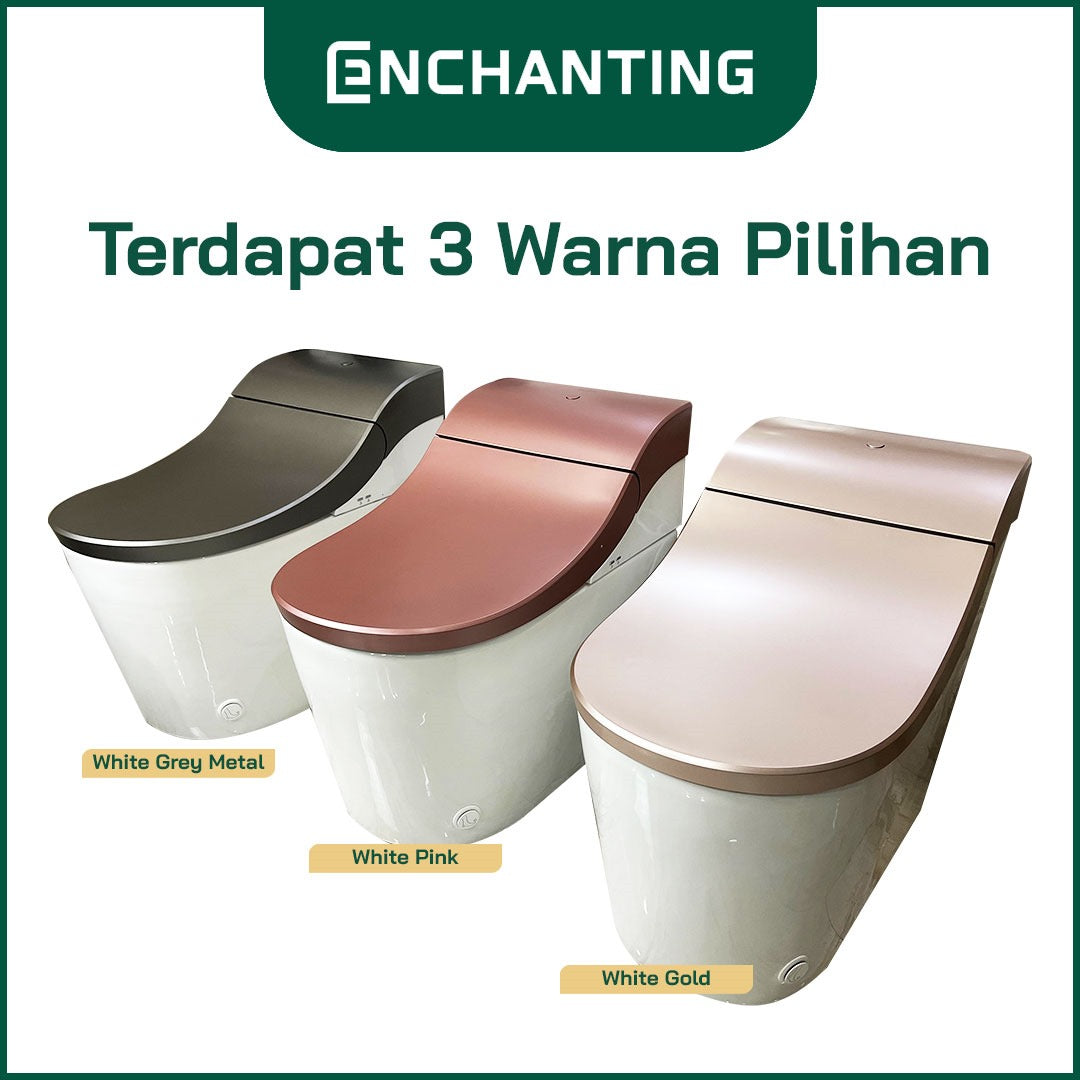 ENCHANTING Smart Toilet/Kloset Duduk Pintar Automatic White grey Metal White Pink White Gold Bergaransi E018