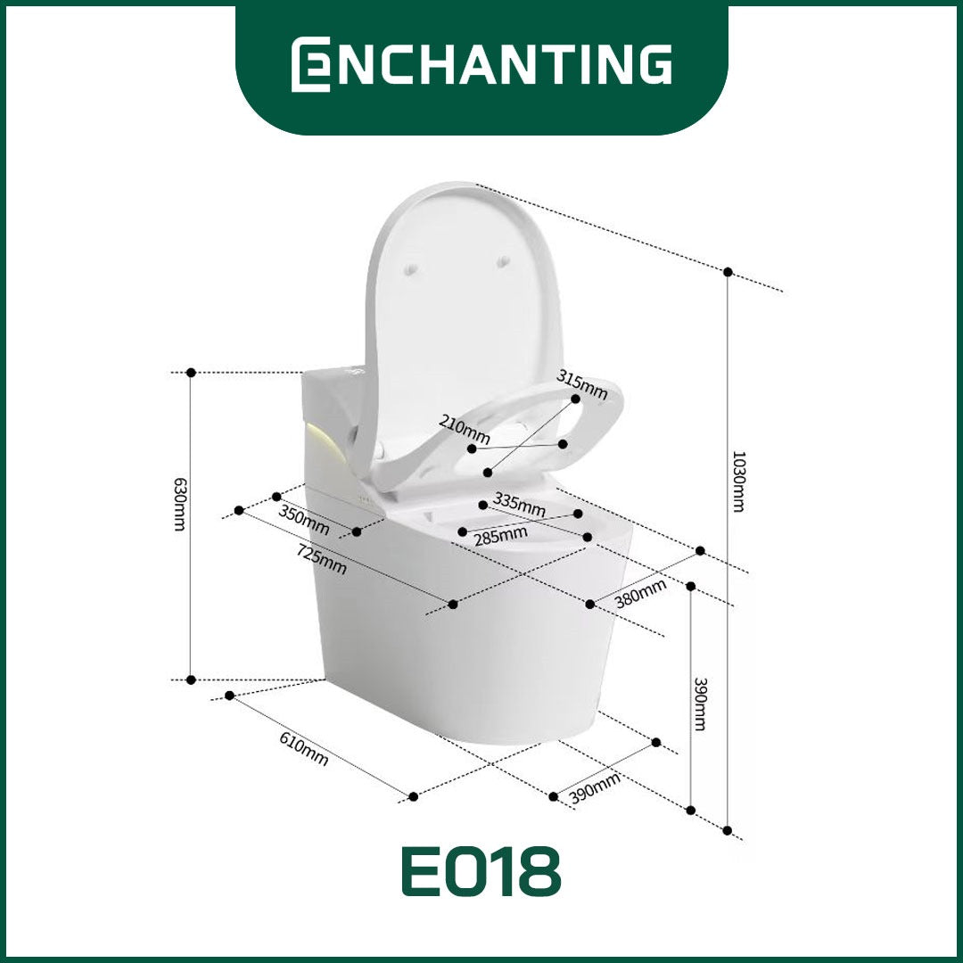 ENCHANTING Smart Toilet/Kloset Duduk Pintar Automatic White grey Metal White Pink White Gold Bergaransi E018