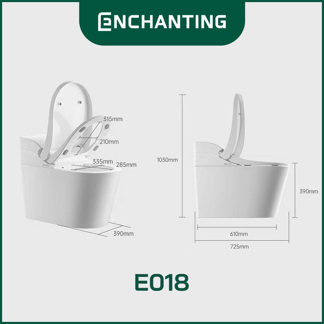 ENCHANTING Smart Toilet/Kloset Duduk Pintar Automatic White grey Metal White Pink White Gold Bergaransi E018