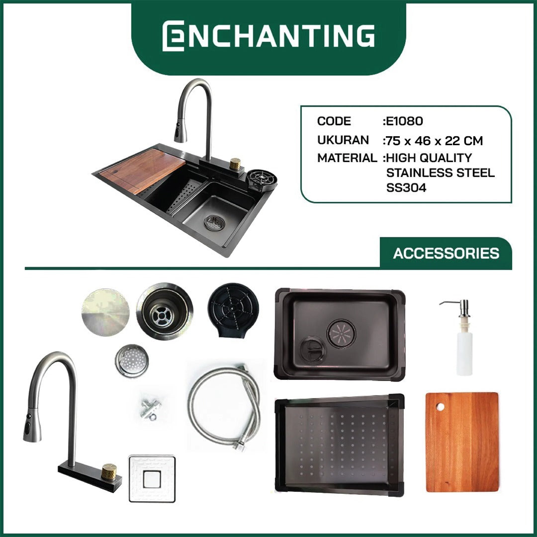 Kitchen Sink Bak Cuci Piring Dapur Stainless Europe Enchanting E1080