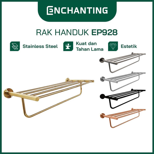 ENCHANTING Towel Holder Stainless Steel Chrome Prestige Gold Zenith Black Gun Metal | Rak / Gantungan Handuk Baju Lipat Tebal Tahan Lama PVD Hanger Kamar Mandi EP928 Series