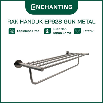 ENCHANTING Towel Holder Stainless Steel Chrome Prestige Gold Zenith Black Gun Metal | Rak / Gantungan Handuk Baju Lipat Tebal Tahan Lama PVD Hanger Kamar Mandi EP928 Series