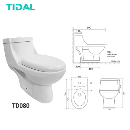 Closet Duduk Keramik One Piece Tidal TD080