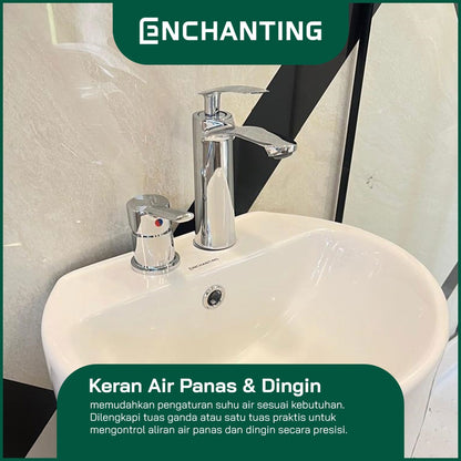 ENCHANTING Wastafel & Pencuci Kaki Standing Wudhu Basin Complete dengan Keran Washtafel Cuci tangan material Ceramic White E1377 / E1379 Bergaransi