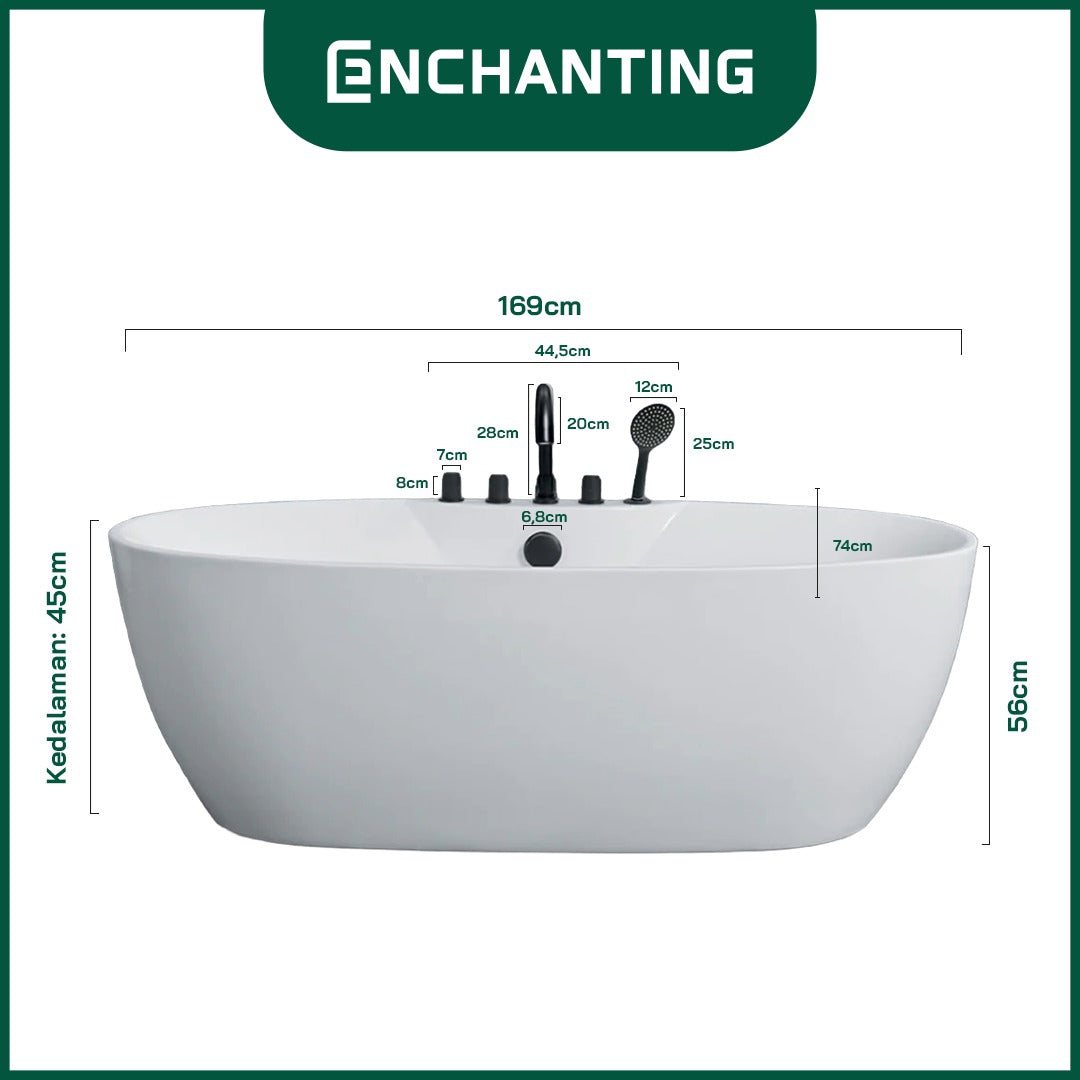 ENCHANTING Bathtub Free Standing Kamar Mandi BathTub Acrylic E8620