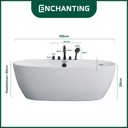 ENCHANTING Bathtub Free Standing Kamar Mandi BathTub Acrylic E8620